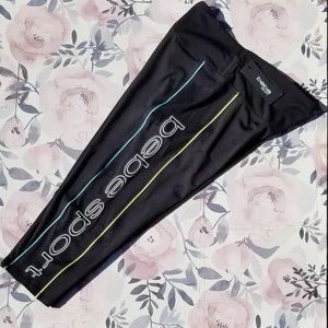 Bebe Sport Women's Contour Capri Aruba Blue (Blue Green contrast stripes) 3X NWT